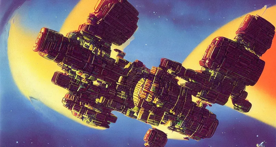 Prompt: Liquid spaceship by chris foss