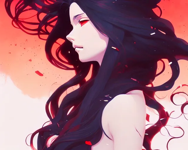 Image similar to a ultradetailed beautiful panting of rin tohsaka with flowing hair, by conrad roset, greg rutkowski and makoto shinkai, trending on artstation