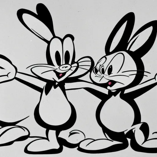 Image similar to still bugs bunny in 1 9 3 0's disney rubber hose animation style