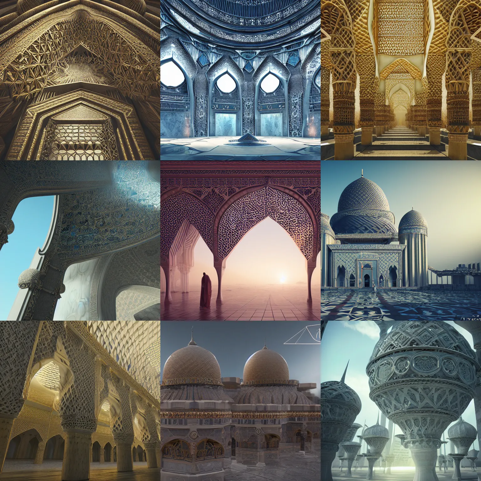 Prompt: highly detailed islamic architecture futuristic style , epic cinematic shot, realistic, professional digital art, high end digital art, sci fi, DeviantArt, artstation, Furaffinity, 8k HD render, epic lighting, depth of field