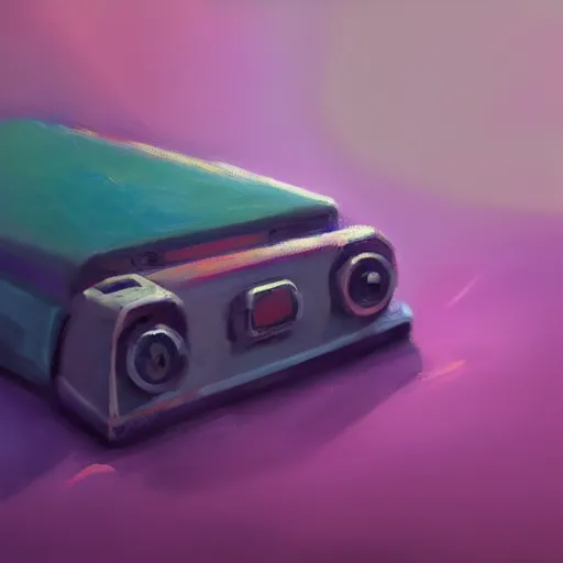 Image similar to chill purple old phone aesthetic, oil painting, pale colors, high detail, 8 k, wide angle, trending on artstation,