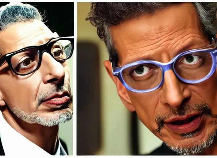 Prompt: a photograph of Jeff Goldblum intensely melting someone's face with his glare