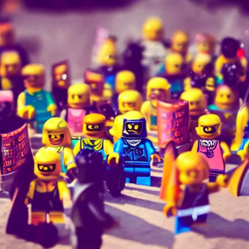 Image similar to A photo of a lego minifigures partying at a rave, photography, award winning, 8K