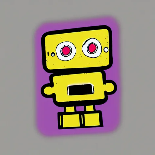 Prompt: digital art, sticker of a cute robot
