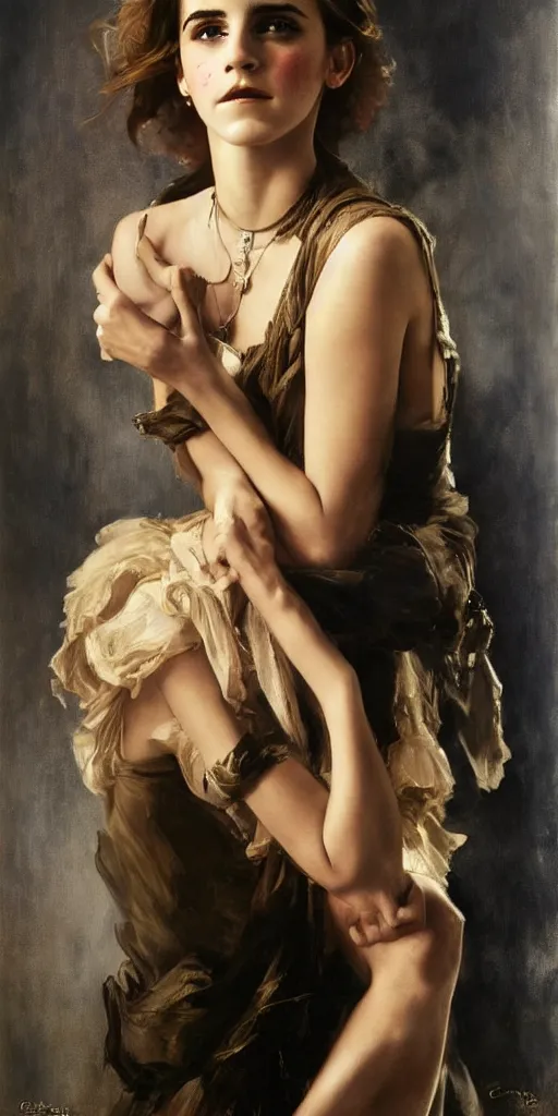 Image similar to emma watson happy detailed portrait painting by gaston bussiere craig mullins j. c. leyendecker photograph by richard avedon peter lindbergh annie leibovitz