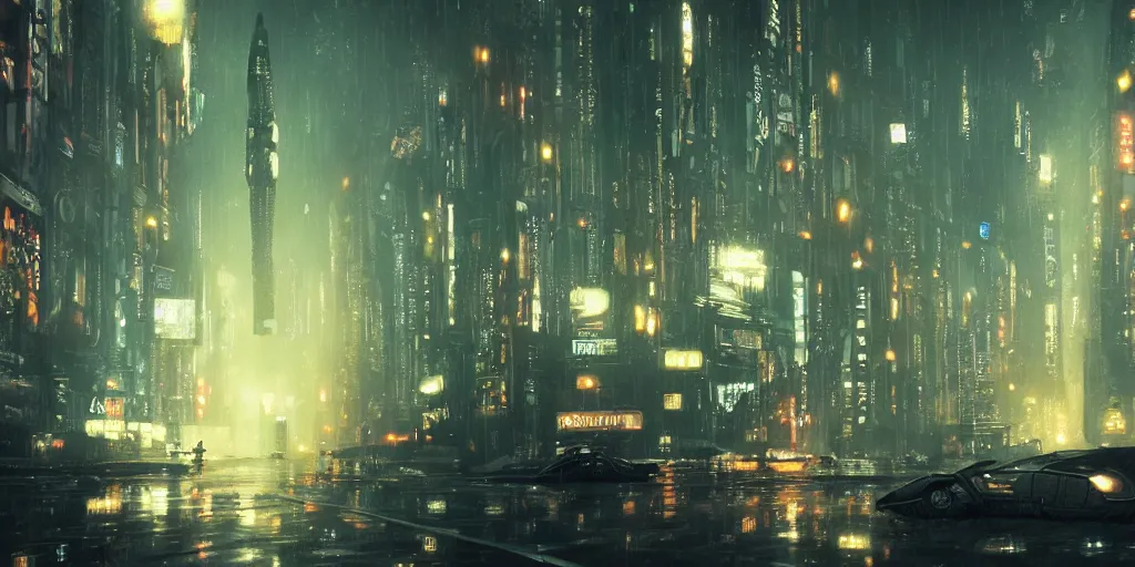 Image similar to blade runner city, by mobius,filmed,flying cars,raining at night,trending on ArtStation ,very detailed