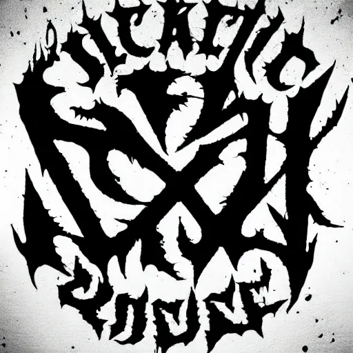 Image similar to black metal band logo, metal font, unreadable, futuristic font christophe szpajdel