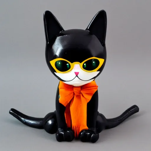 Image similar to Anthro black cat in a shirt, vinyl toy figure