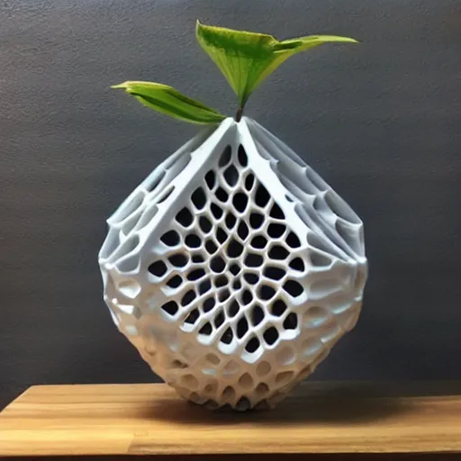 Image similar to 3d printed hexa vase, Voronoi, parametric design