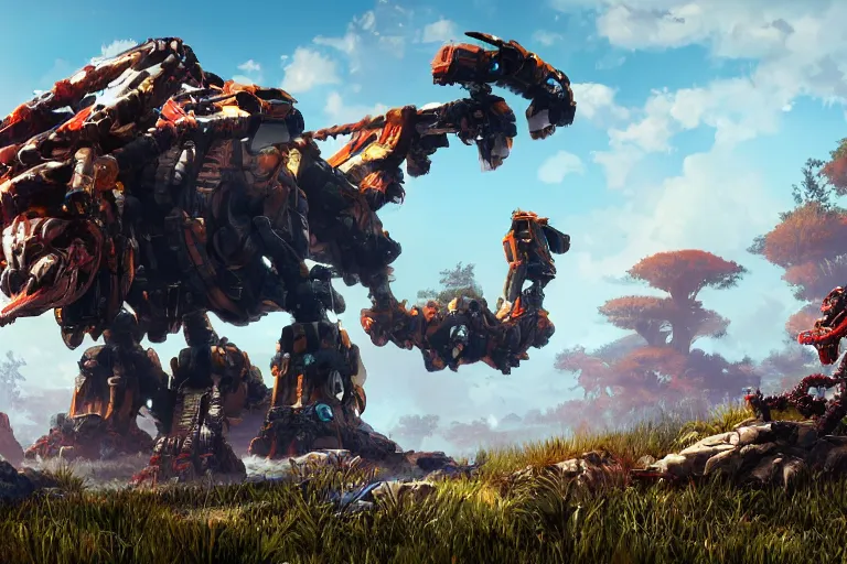 Image similar to shellsnapper machine mecha animal beast robot of horizon forbidden west horizon zero dawn bioluminiscence global illumination ray tracing hdr fanart arstation by sung choi and eric pfeiffer and gabriel garza and casper konefal