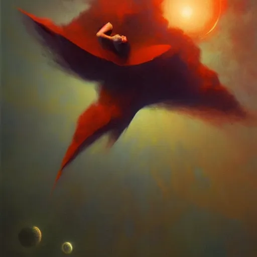 Image similar to a falling star, trending on artstation, 8 k, by gerard brom and zdzisław beksinski