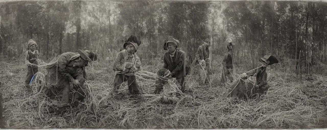 Image similar to harvesting spaghetti during the gold rush, tintype, small details, intricate, sigma 5 0 mm, cinematic lighting, photography, wes anderson, diane arbus, film, kodachrome