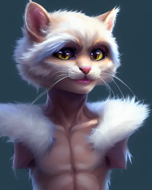 Prompt: character concept art of a young male anthropomorphic furry cat | | cute - fine - face, pretty face, key visual, realistic shaded perfect face, fine details by stanley artgerm lau, wlop, rossdraws, james jean, andrei riabovitchev, marc simonetti, and sakimichan, trending on artstation