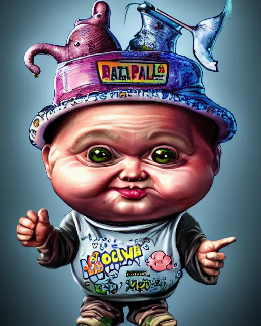 Image similar to garbage pail kid, hyper realism, fine details, concept art, digital art, deviantart artstation, very sharp, in the style of