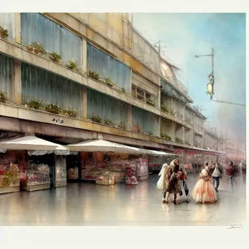 Prompt: (2050s shopping mall muted colors.) by Jean-Baptiste Monge !!!!!!!!!!!!!!!!!!!!!!!!!!!