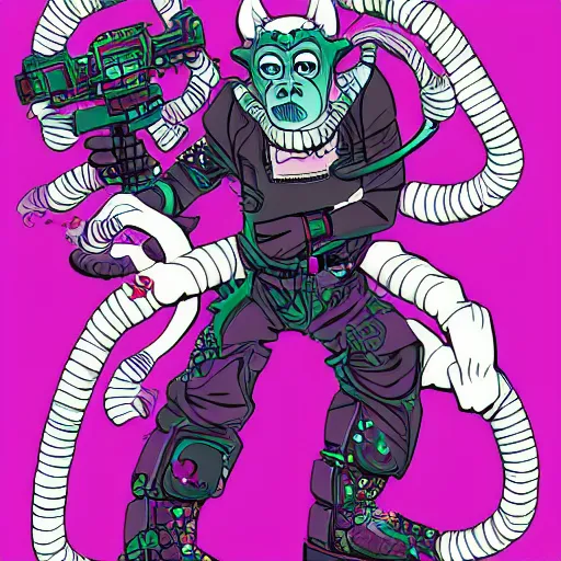 Image similar to in the style of josan Gonzalez and jinx88 an evil monkey, highly detailed, y2k”