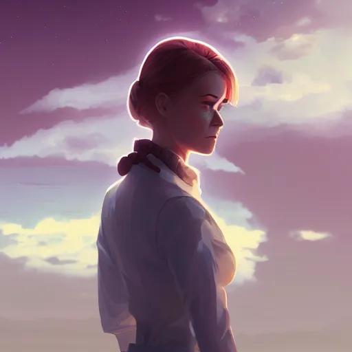 Prompt: portrait of dolores abernathy from westworld, countryside landscape, ambient lighting, 4k, anime key visual, lois van baarle, ilya kuvshinov, rossdraws, artstation