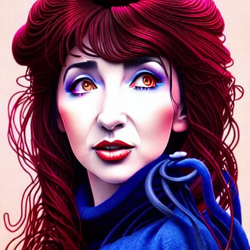 Image similar to richly detailed color illustration very beautiful kate bush illustrated by artgerm and mina petrovic and timothy kong and marina federovna. 3 - d shadowing, wuthering heights