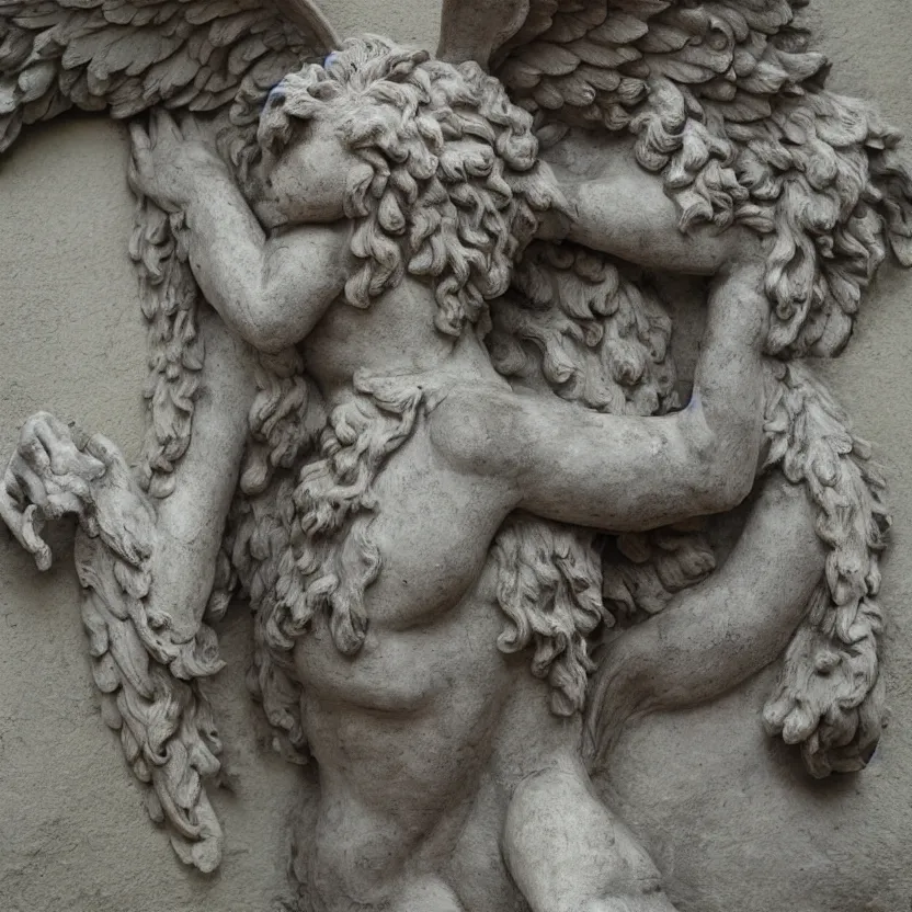 Prompt: statue Human-headed winged lion