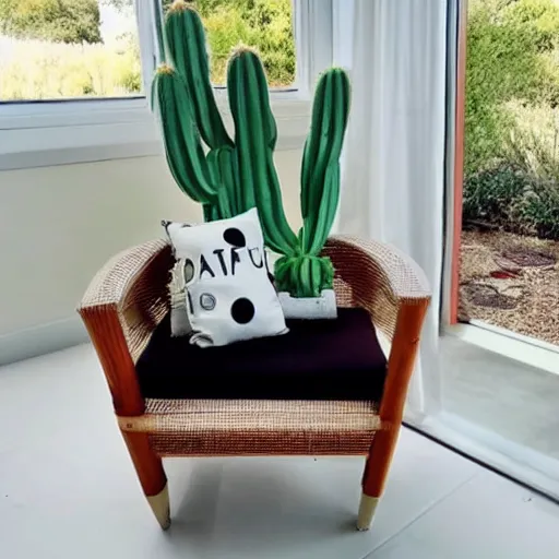 Prompt: a very comfy cactus chair