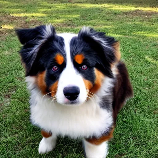 Image similar to australian shepherd being a good boy, inferno