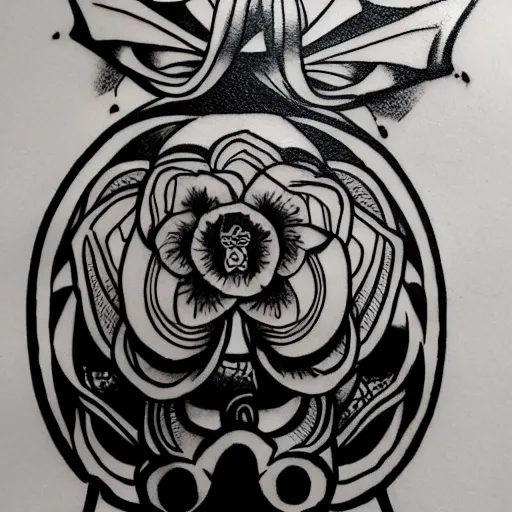 Image similar to tattoo design, stencil, tarot card