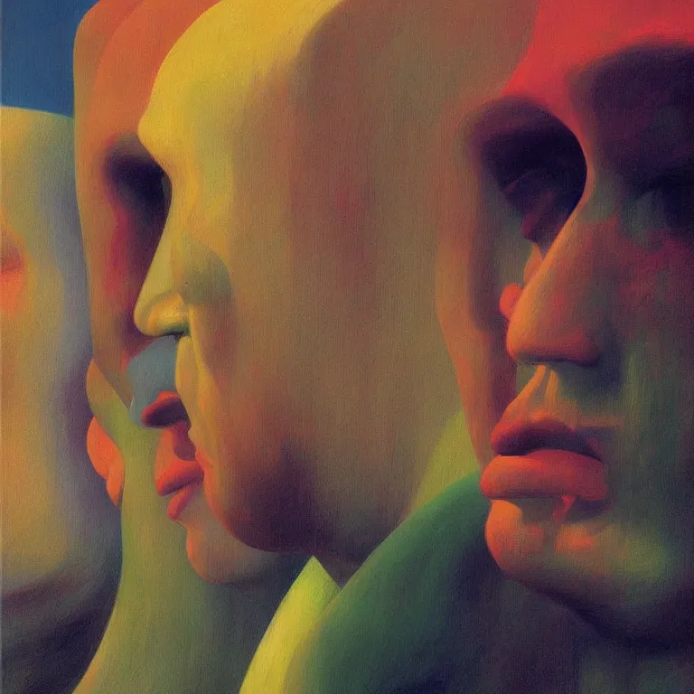 Prompt: portrait rainbow people, Edward Hopper and James Gilleard, Zdzislaw Beksinski, highly detailed