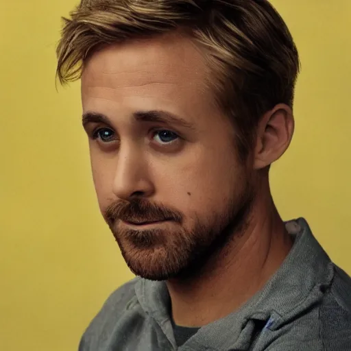 Prompt: Portrait photo of ryan gosling, color, studio lighting