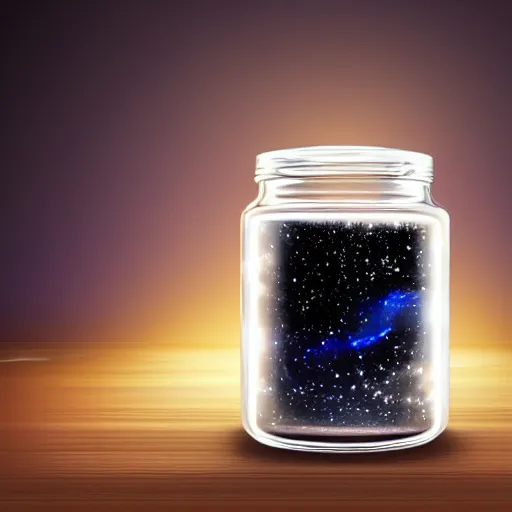 Image similar to jar of universe, jar with universe in it, realistic, photo