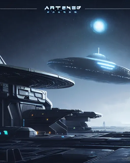 Prompt: alien base, hangar, landing pad on a different planet, star citizen, storm in the evening, mystery, futuristic, artstation, concept art, space ship nearby, interesting angle, highly detailed by florian dreyer, jonathan dufresne, encho enchev