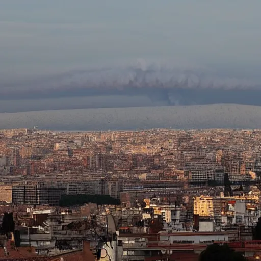 Image similar to nuke explosion in the skyline from barcelona seen from vallvidrera