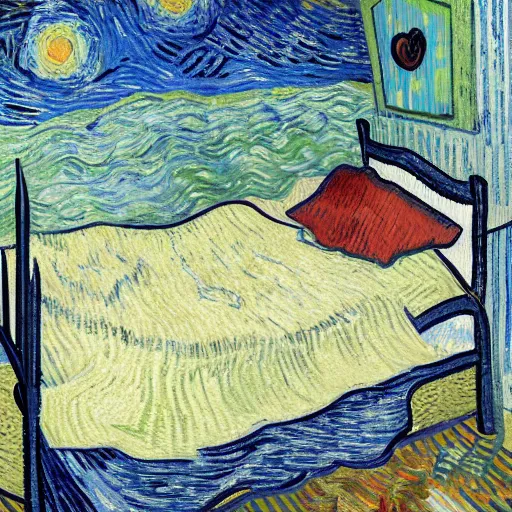 Prompt: a queen size bed taking a huge dump on amber heard after she had fallen into a puddle. in the smart style of vincent van gogh. ultra high resolution. high detail. high contrast.