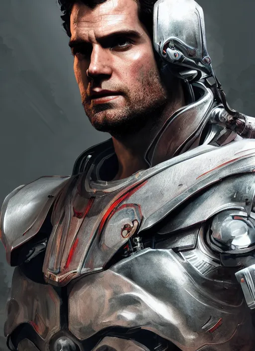 Image similar to An epic fantasy comic book style portrait painting of Henry Cavill as ‘The Cyborg’, Unreal 5, DAZ, hyperrealistic, octane render, cosplay, RPG portrait, dynamic lighting