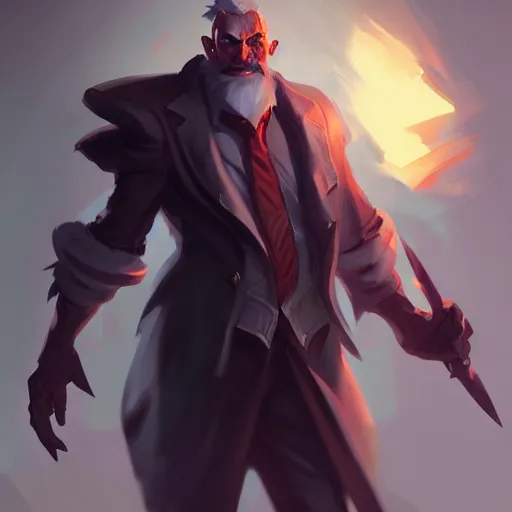 Image similar to concept art of league of legends character gentleman from hell, greg rutkowski, trending on artstation, highly detailed