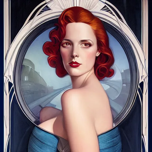 Prompt: a streamline moderne, ( art nouveau ), portrait in the style of charlie bowater, and in the style of donato giancola, and in the style of charles dulac. intelligent, beautiful face. symmetry, ultrasharp focus, dramatic lighting, semirealism, intricate symmetrical ultrafine background detail.