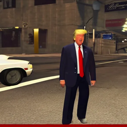 Image similar to donald trump in a gang outfit in gta.