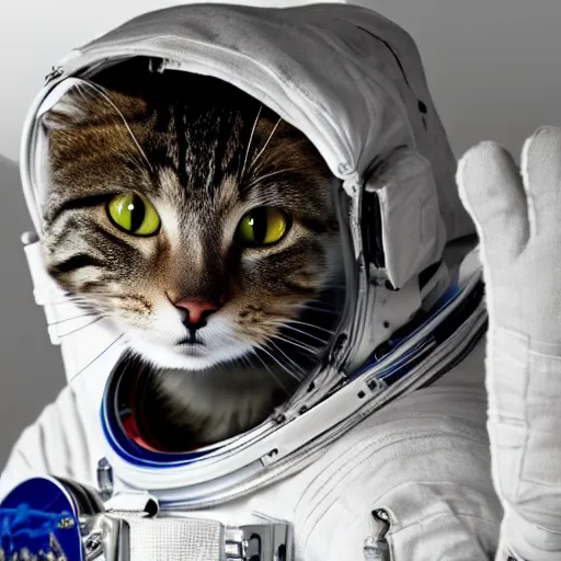 Image similar to photo of astronaut cat, ultra hd, ultra detailed, 8 k