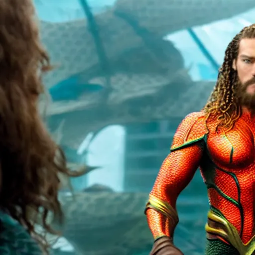 Image similar to Tom Holland as Aquaman. Movie still frame. 4K UHD.