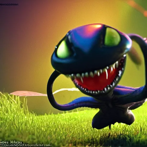 Prompt: venom in a bug's life ( 1 9 9 8 ), pixar, 3 d render, movie,