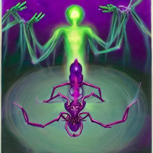 Image similar to Astral spider feeding on human aura