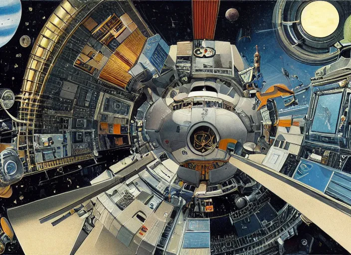 Image similar to an intricately detailed space station by Hieronymus Bosch and Syd Mead