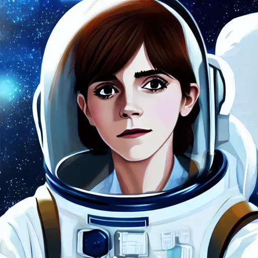 Image similar to emma watson light novel illustration as an astronaut by makoto shinkai