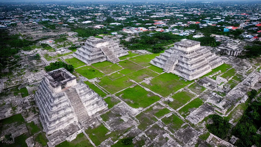 Image similar to remarkable airplane view of the ancient mayan city of chichen-itza in yucatan which once held a million cultivated people and was graced by a huge sacred temple