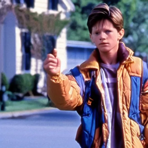 Image similar to Still of Tom Holland as Marty mcfly in back to The Future 1985 movie