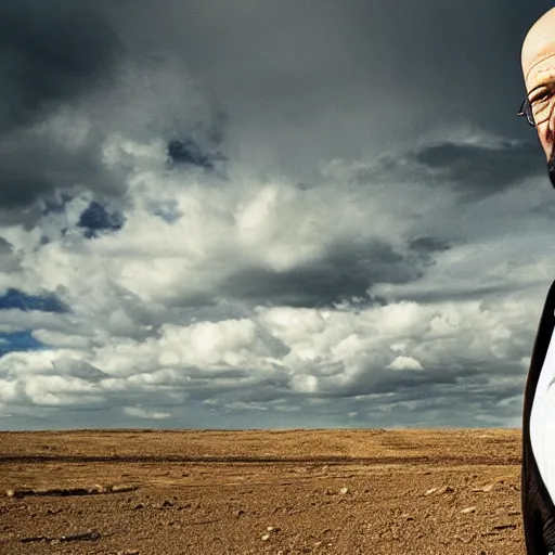 Image similar to portrait, high resolution, gabe newell as walter white on dirt road