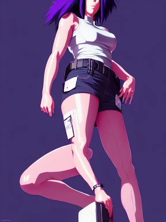 Image similar to a fullbody portrait of motoko kusanagi the major ghost in the shell : : stand alone complex, under repairs, maintenance : : by ilya kuvshinov, rossdraws, artgerm, sola digital arts, anti aliasing, raytracing : :