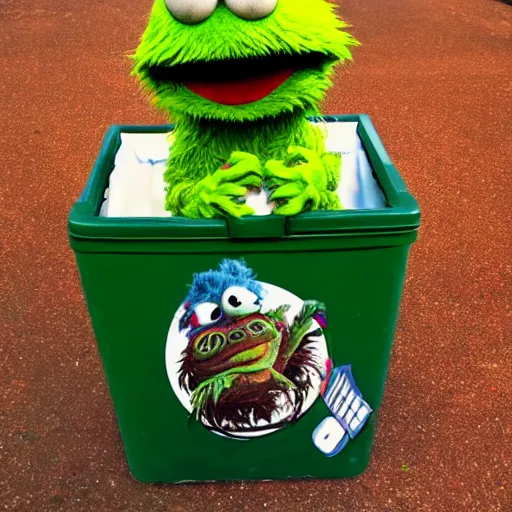 Prompt: oscar the grouch in a really really really really really really good mood