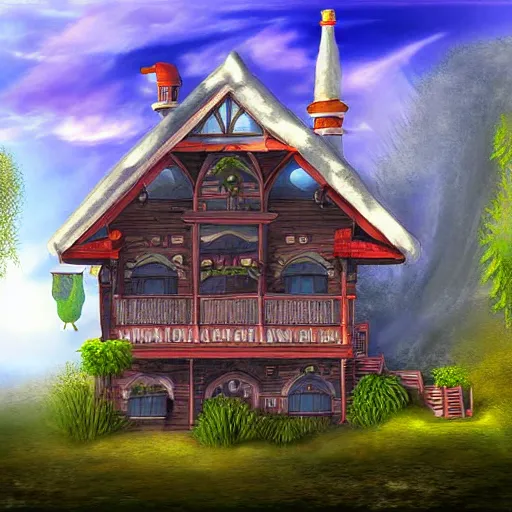 Image similar to digital art of a fantasy house