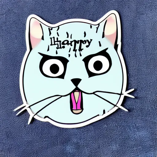 Prompt: happy cat in the morning, dye cut sticker