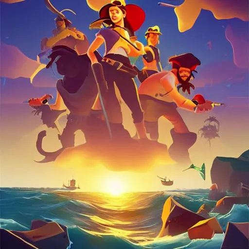 Image similar to painting treasure on sea of thieves game smooth median photoshop filter cutout vector, behance hd by jesper ejsing, by rhads, makoto shinkai and lois van baarle, ilya kuvshinov, rossdraws global illumination